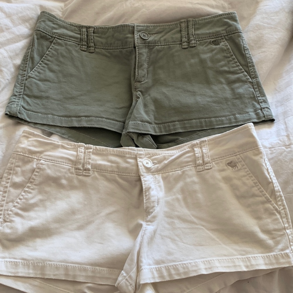 Abercrombie & Fitch vintage shorts, size 4, two pairs, white and army green